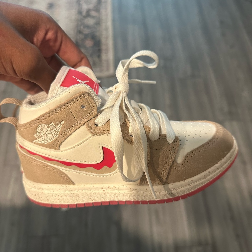 Nike Kids' High-Top Sneakers - Cream and Red